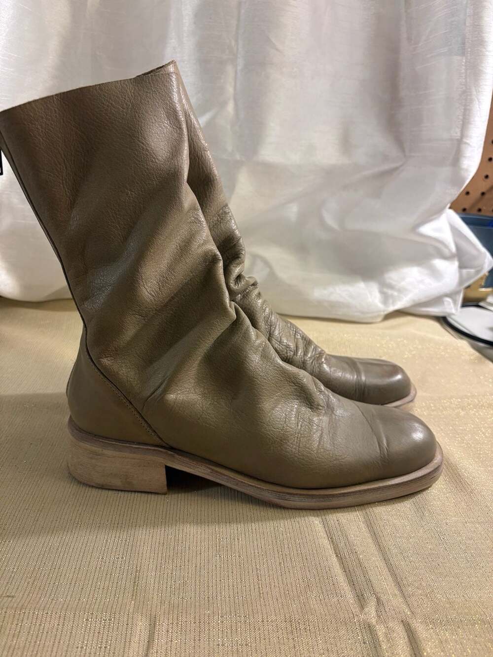 Free People Sutton Tight Slouch Boots Taupe Leather - Picture 7 of 11